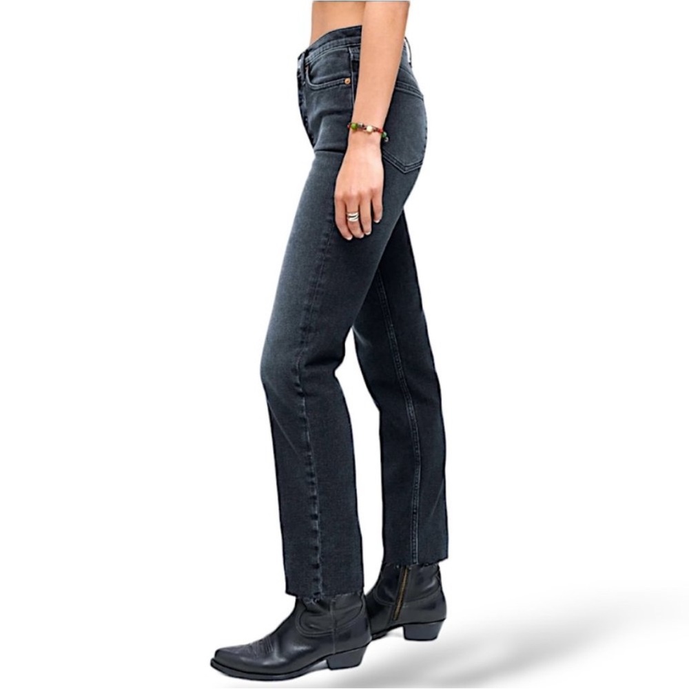 Re/Done‎ Black 70s Stove Pipe Jeans in Washed Noir Sz 29
